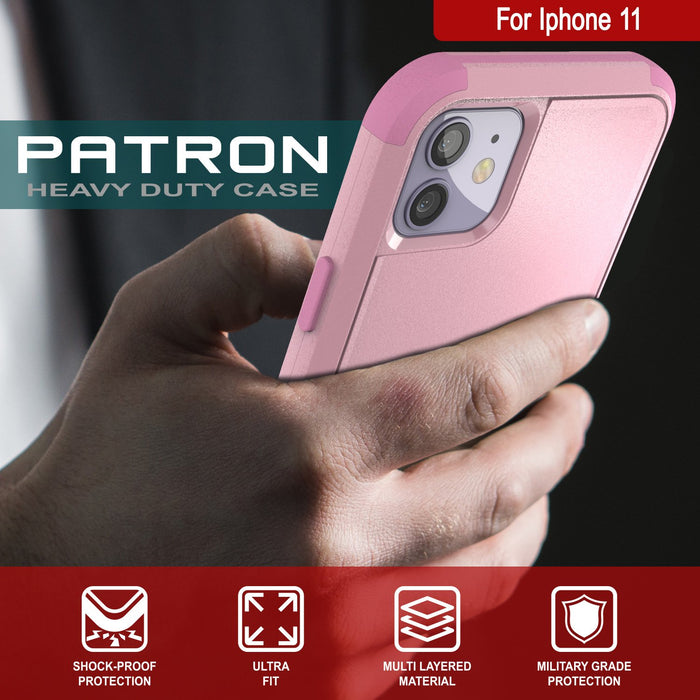 Punkcase for iPhone 11 Belt Clip Multilayer Holster Case [Patron Series] [Pink] (Color in image: Red-Black)