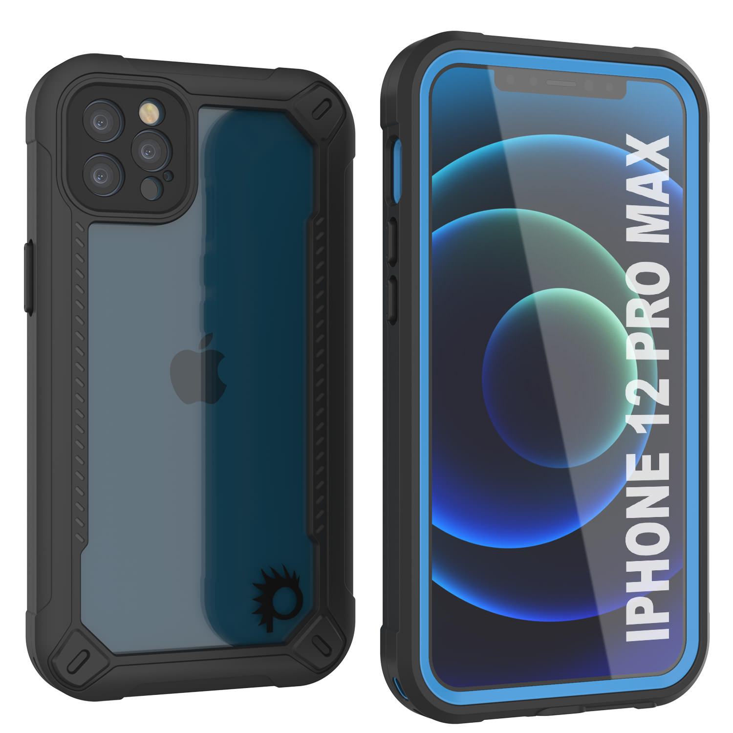 iPhone 12 Pro Max Waterproof IP68 Case, Punkcase [Blue]  [Maximus Series] [Slim Fit] [IP68 Certified] [Shockresistant] Clear Armor Cover with Screen Protector | Ultimate Protection (Color in image: blue)
