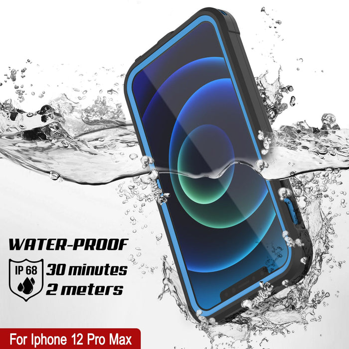 iPhone 12 Pro Max Waterproof IP68 Case, Punkcase [Blue]  [Maximus Series] [Slim Fit] [IP68 Certified] [Shockresistant] Clear Armor Cover with Screen Protector | Ultimate Protection (Color in image: purple)