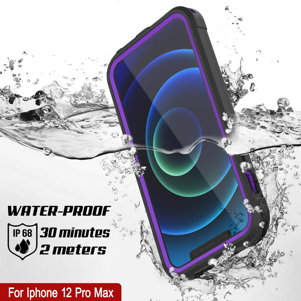 iPhone 12 Pro Max Waterproof IP68 Case, Punkcase [Purple]  [Maximus Series] [Slim Fit] [IP68 Certified] [Shockresistant] Clear Armor Cover with Screen Protector | Ultimate Protection (Color in image: pink)