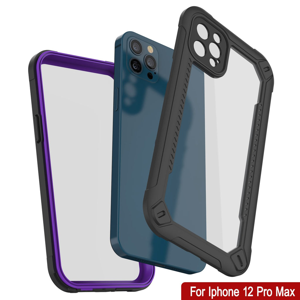 iPhone 12 Pro Max Waterproof IP68 Case, Punkcase [Purple]  [Maximus Series] [Slim Fit] [IP68 Certified] [Shockresistant] Clear Armor Cover with Screen Protector | Ultimate Protection (Color in image: green)