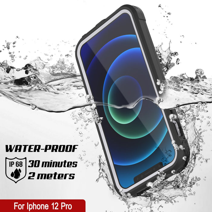 iPhone 12 Pro Waterproof IP68 Case, Punkcase [white]  [Maximus Series] [Slim Fit] [IP68 Certified] [Shockresistant] Clear Armor Cover with Screen Protector | Ultimate Protection (Color in image: teal)