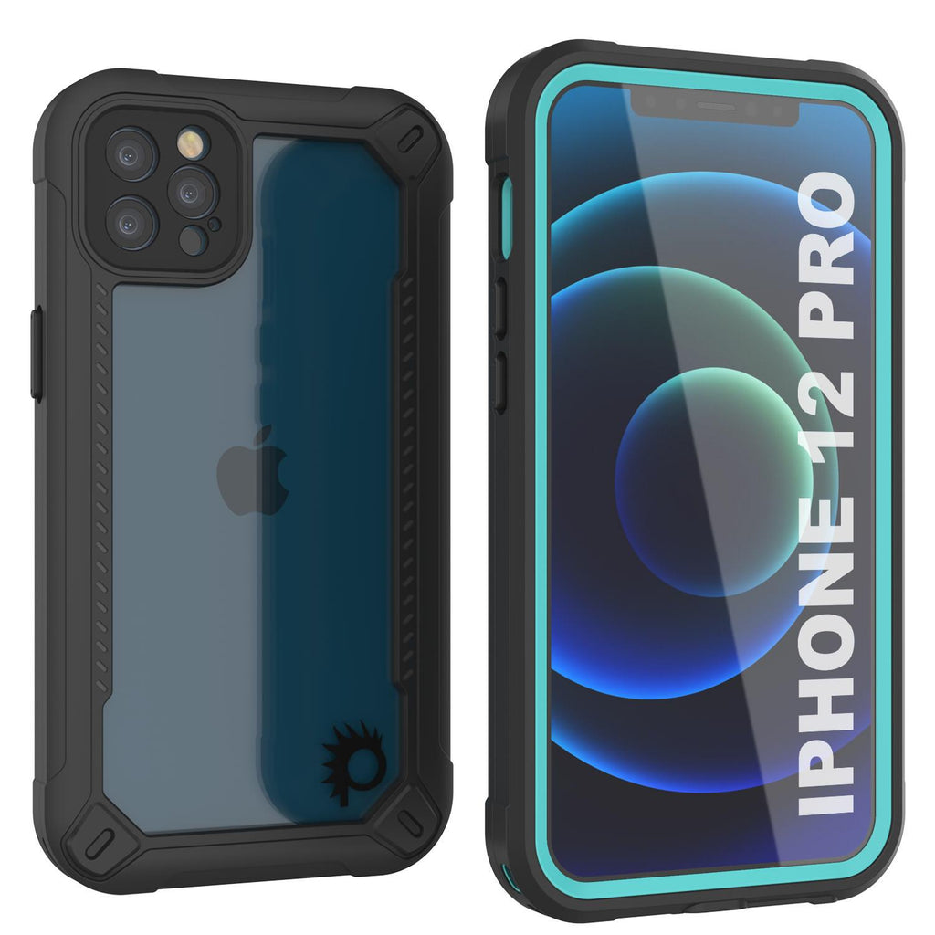 iPhone 12 Pro Waterproof IP68 Case, Punkcase [teal]  [Maximus Series] [Slim Fit] [IP68 Certified] [Shockresistant] Clear Armor Cover with Screen Protector | Ultimate Protection (Color in image: teal)