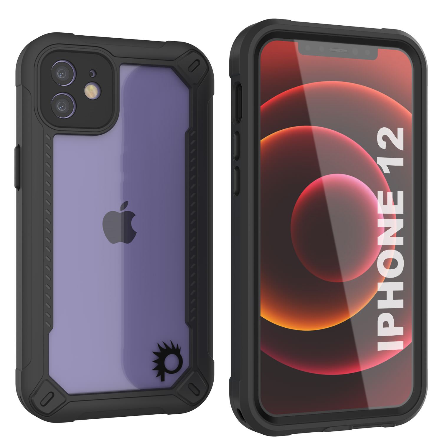 iPhone 12 Waterproof IP68 Case, Punkcase [Black]  [Maximus Series] [Slim Fit] [IP68 Certified] [Shockresistant] Clear Armor Cover with Screen Protector | Ultimate Protection (Color in image: black)