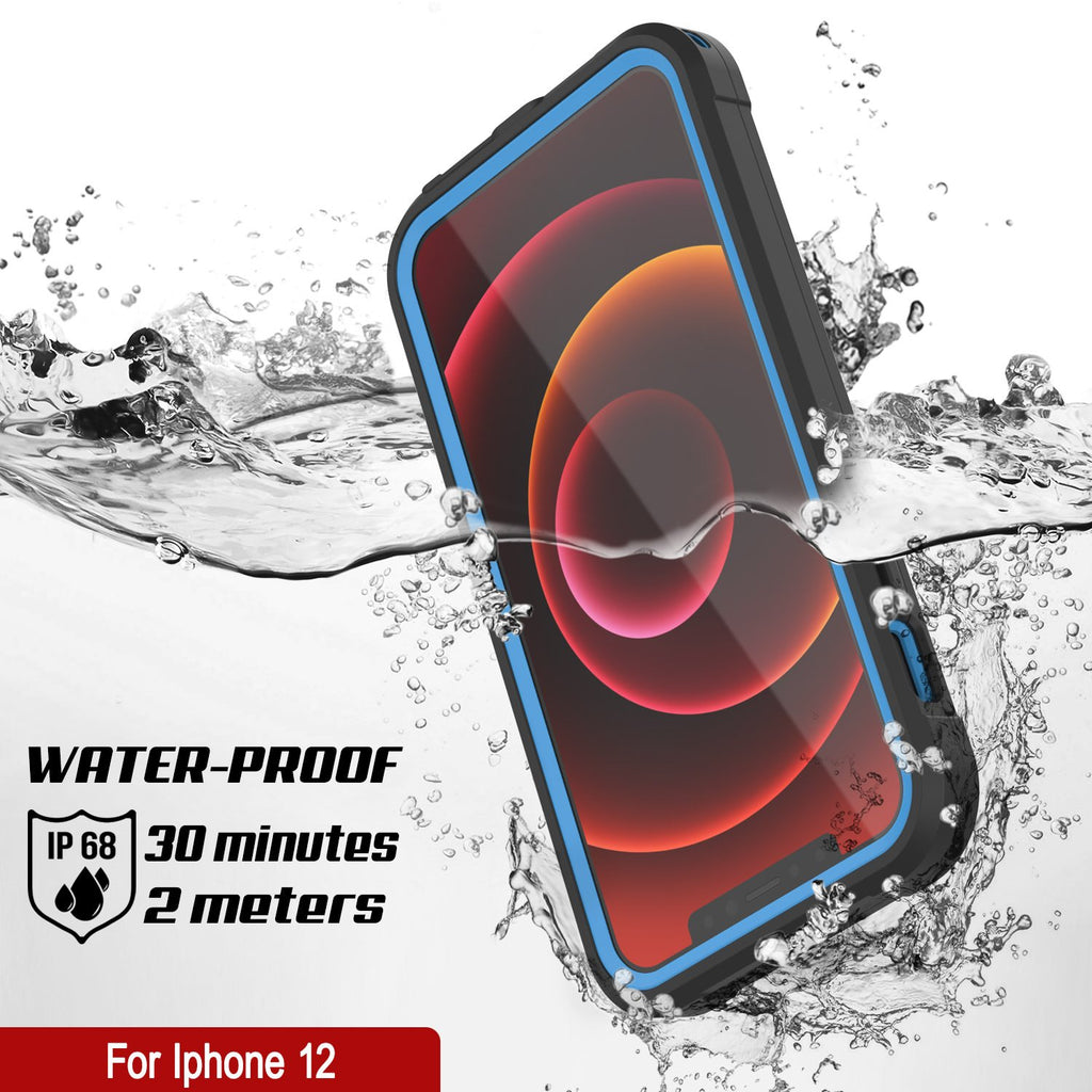 iPhone 12 Waterproof IP68 Case, Punkcase [Blue]  [Maximus Series] [Slim Fit] [IP68 Certified] [Shockresistant] Clear Armor Cover with Screen Protector | Ultimate Protection (Color in image: purple)