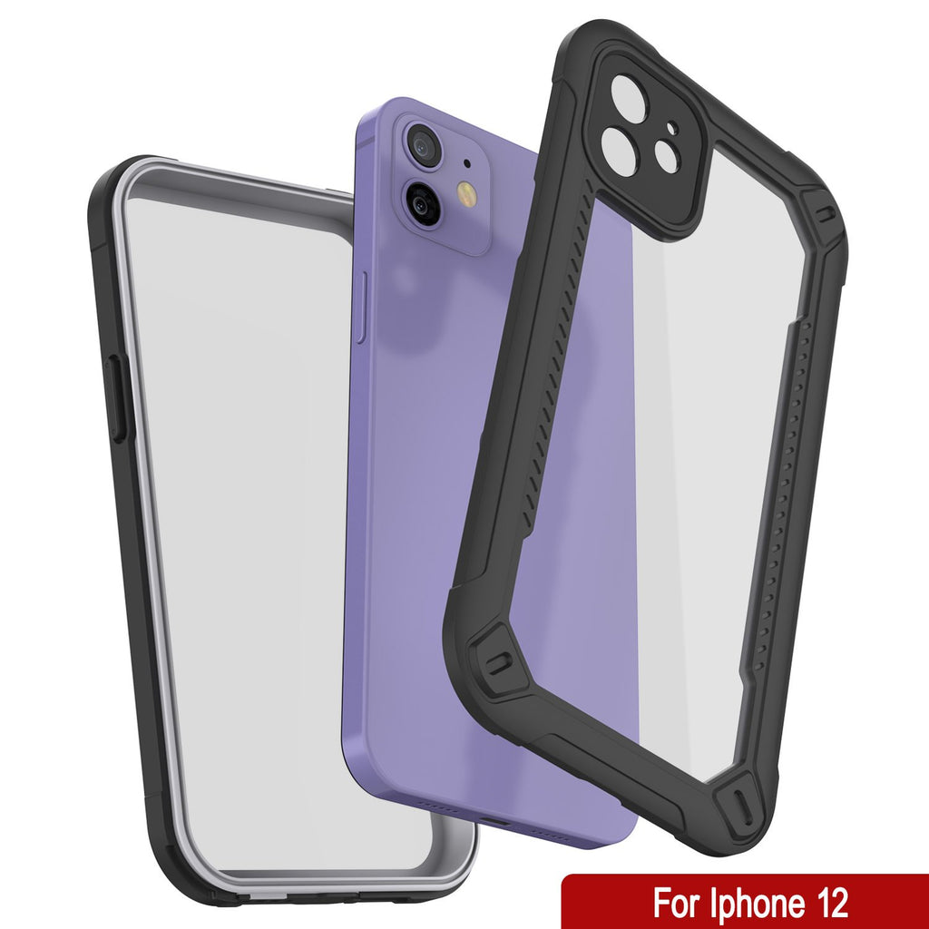 iPhone 12 Waterproof IP68 Case, Punkcase [white]  [Maximus Series] [Slim Fit] [IP68 Certified] [Shockresistant] Clear Armor Cover with Screen Protector | Ultimate Protection (Color in image: purple)