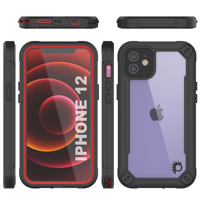 iPhone 12 Waterproof IP68 Case, Punkcase [red]  [Maximus Series] [Slim Fit] [IP68 Certified] [Shockresistant] Clear Armor Cover with Screen Protector | Ultimate Protection (Color in image: purple)