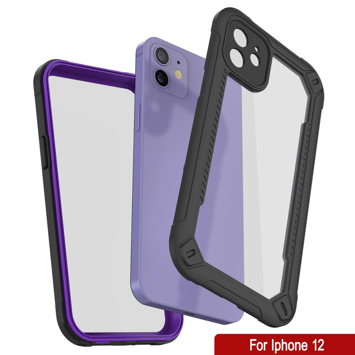 iPhone 12 Waterproof IP68 Case, Punkcase [Purple]  [Maximus Series] [Slim Fit] [IP68 Certified] [Shockresistant] Clear Armor Cover with Screen Protector | Ultimate Protection (Color in image: green)