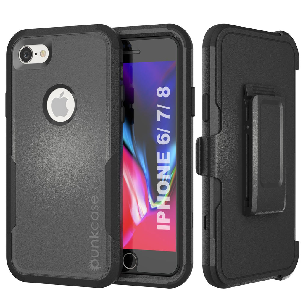 Punkcase for iPhone 7 Belt Clip Multilayer Holster Case [Patron Series] [Black] (Color in image: Black)