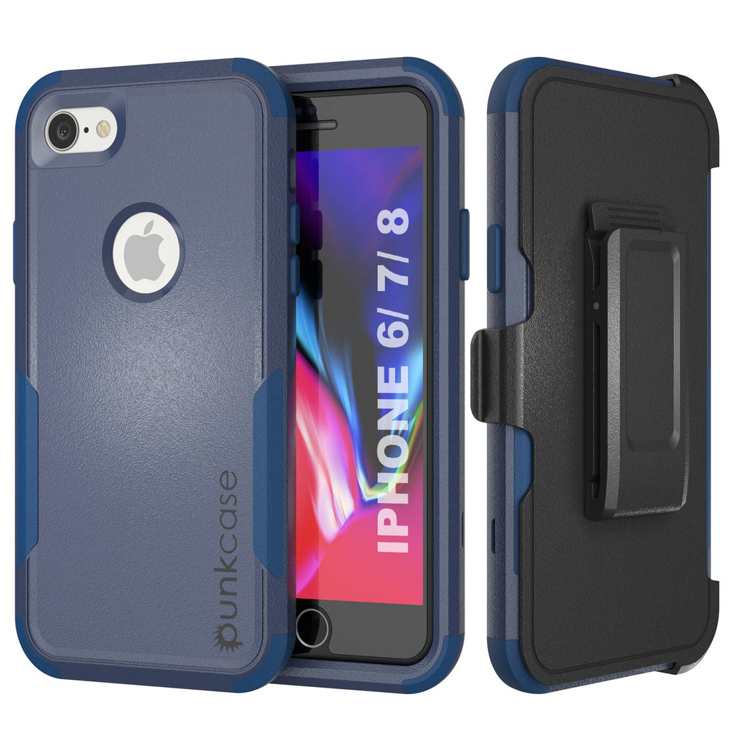 Punkcase for iPhone 7 Belt Clip Multilayer Holster Case [Patron Series] [Navy] (Color in image: Navy)
