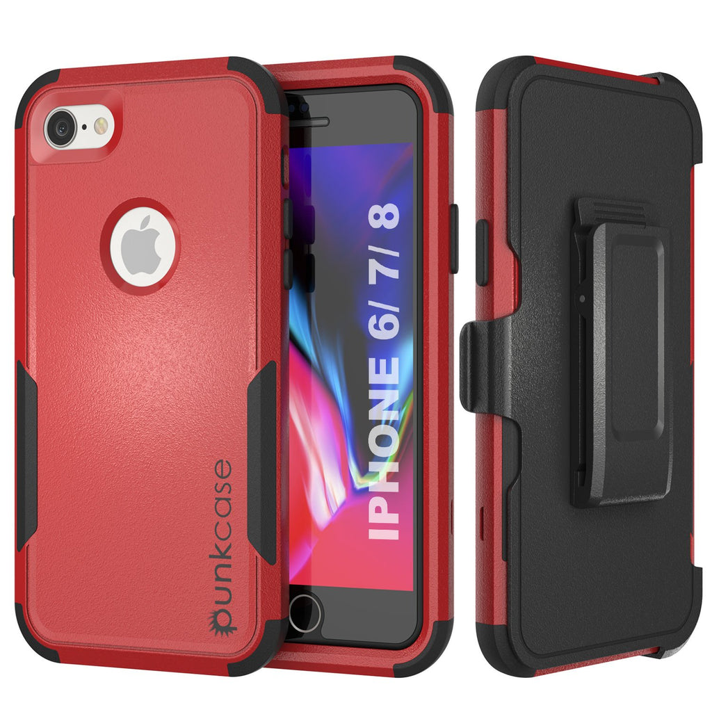 Punkcase for iPhone 7 Belt Clip Multilayer Holster Case [Patron Series] [Red-Black] (Color in image: Red-Black)