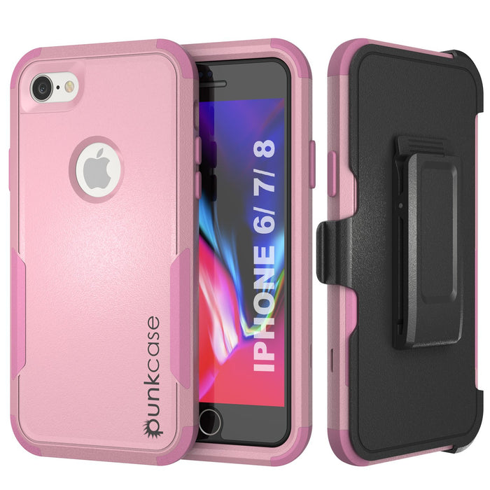 Punkcase for iPhone 7 Belt Clip Multilayer Holster Case [Patron Series] [Pink] (Color in image: Pink)