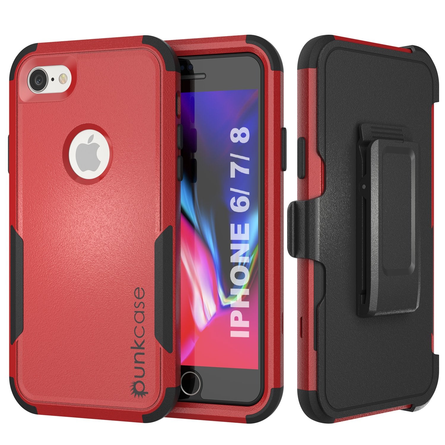 Punkcase for iPhone 6 Belt Clip Multilayer Holster Case [Patron Series] [Red-Black] (Color in image: Red-Black)