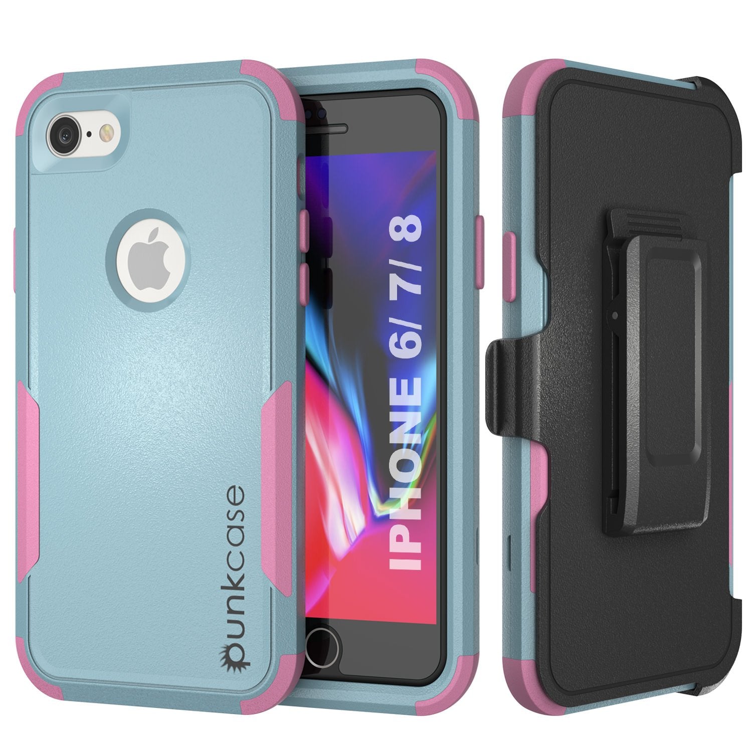 Punkcase for iPhone 7 Belt Clip Multilayer Holster Case [Patron Series] [Mint-Pink] (Color in image: Mint-Pink)