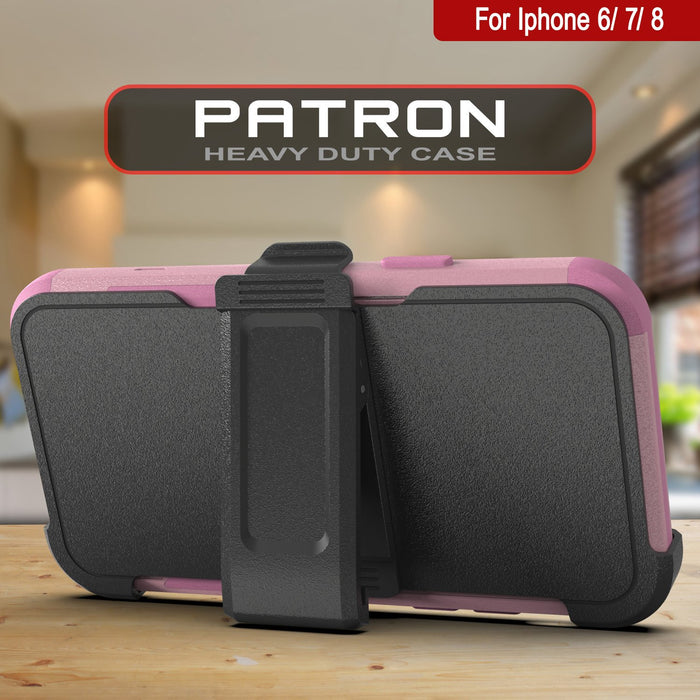 Punkcase for iPhone 8 Belt Clip Multilayer Holster Case [Patron Series] [Pink] (Color in image: Mint)