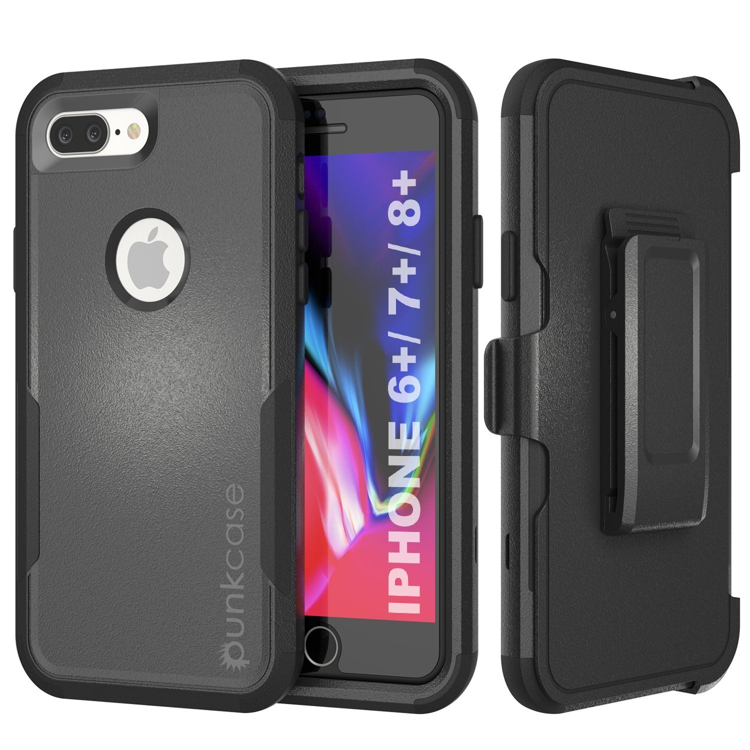 Punkcase for iPhone 6+ Plus Belt Clip Multilayer Holster Case [Patron Series] [Black] (Color in image: Black)