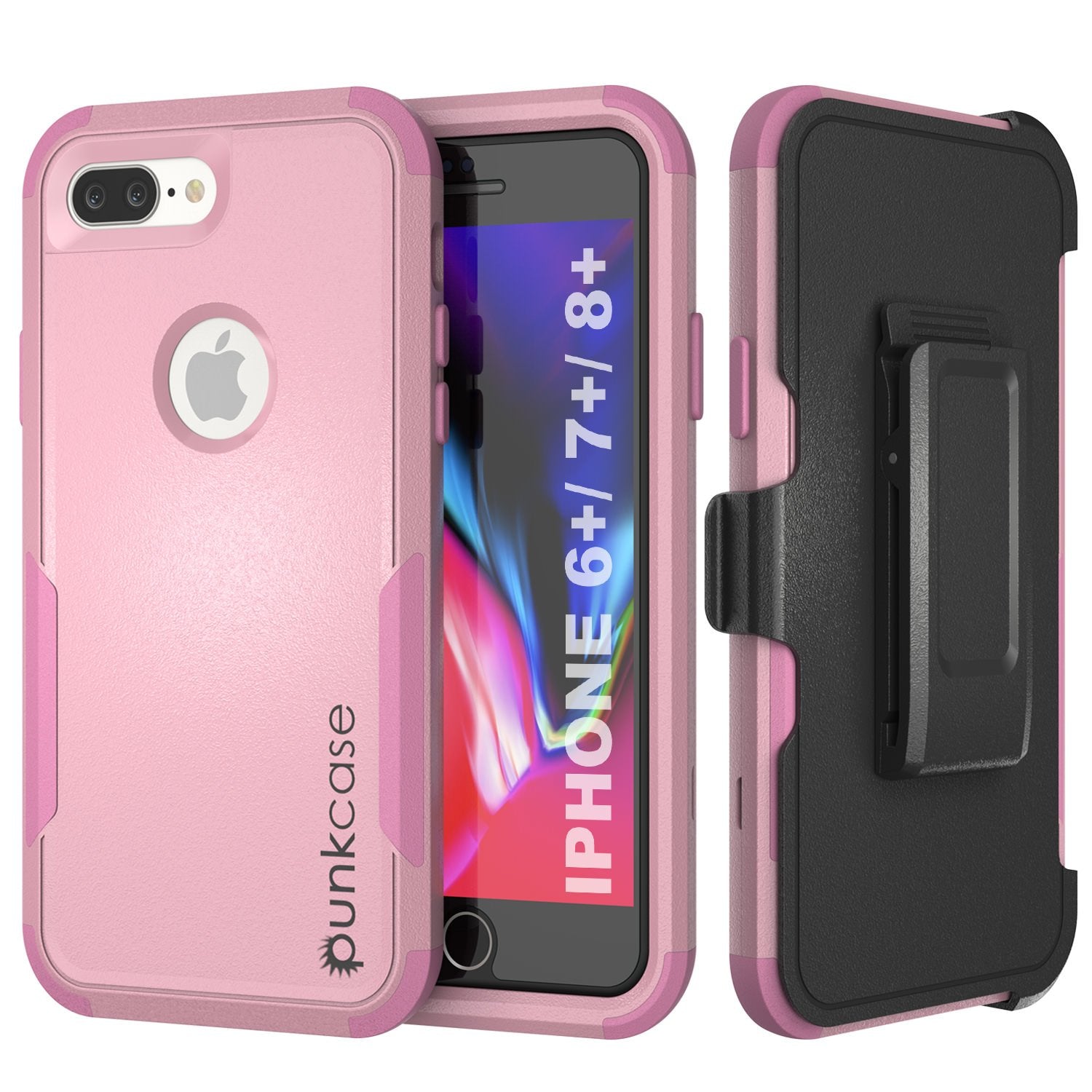 Punkcase for iPhone 7+ Plus Belt Clip Multilayer Holster Case [Patron Series] [Pink] (Color in image: Pink)
