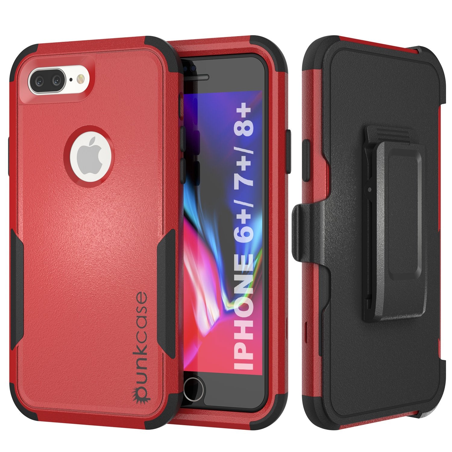 Punkcase for iPhone 6+ Plus Belt Clip Multilayer Holster Case [Patron Series] [Red-Black] (Color in image: Red-Black)