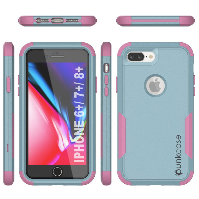 Punkcase for iPhone 8+ Plus Belt Clip Multilayer Holster Case [Patron Series] [Mint-Pink] (Color in image: Navy)