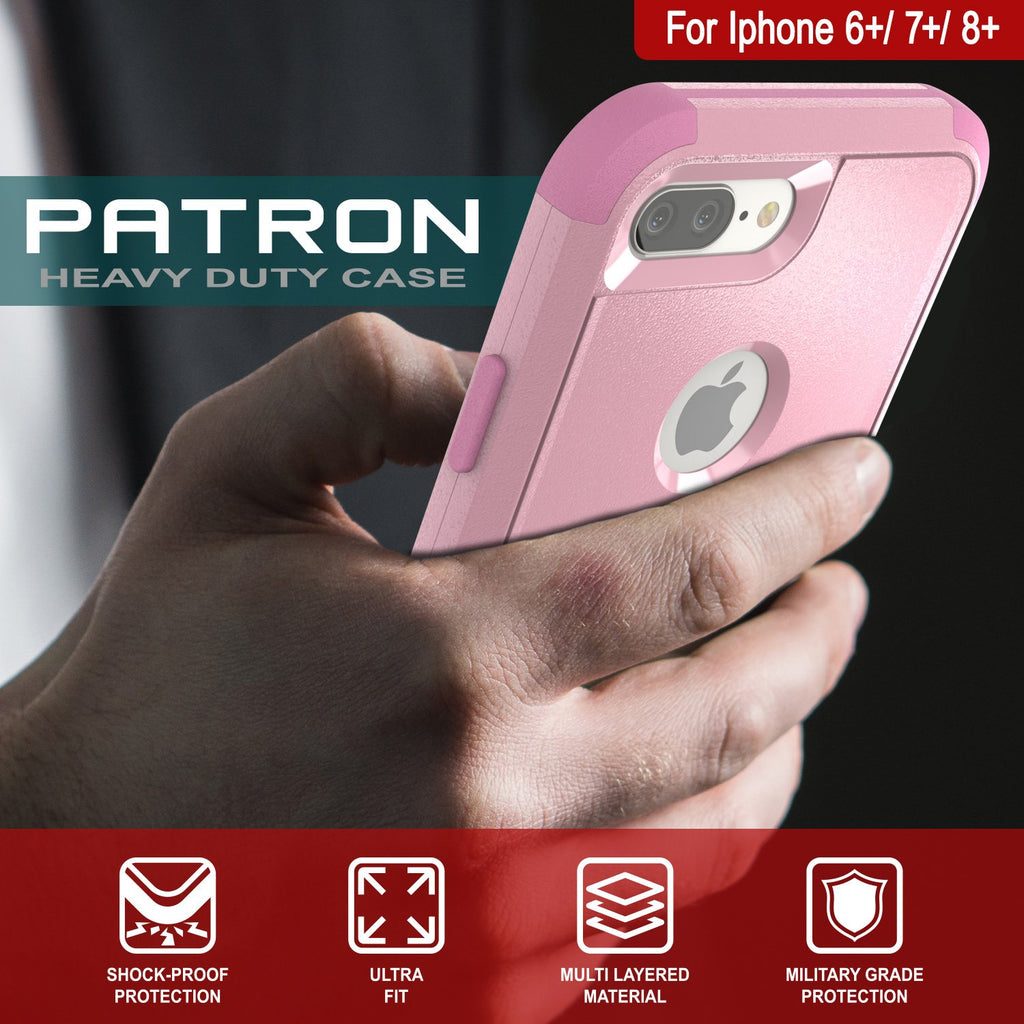 Punkcase for iPhone 6+ Plus Belt Clip Multilayer Holster Case [Patron Series] [Pink] (Color in image: Red-Black)