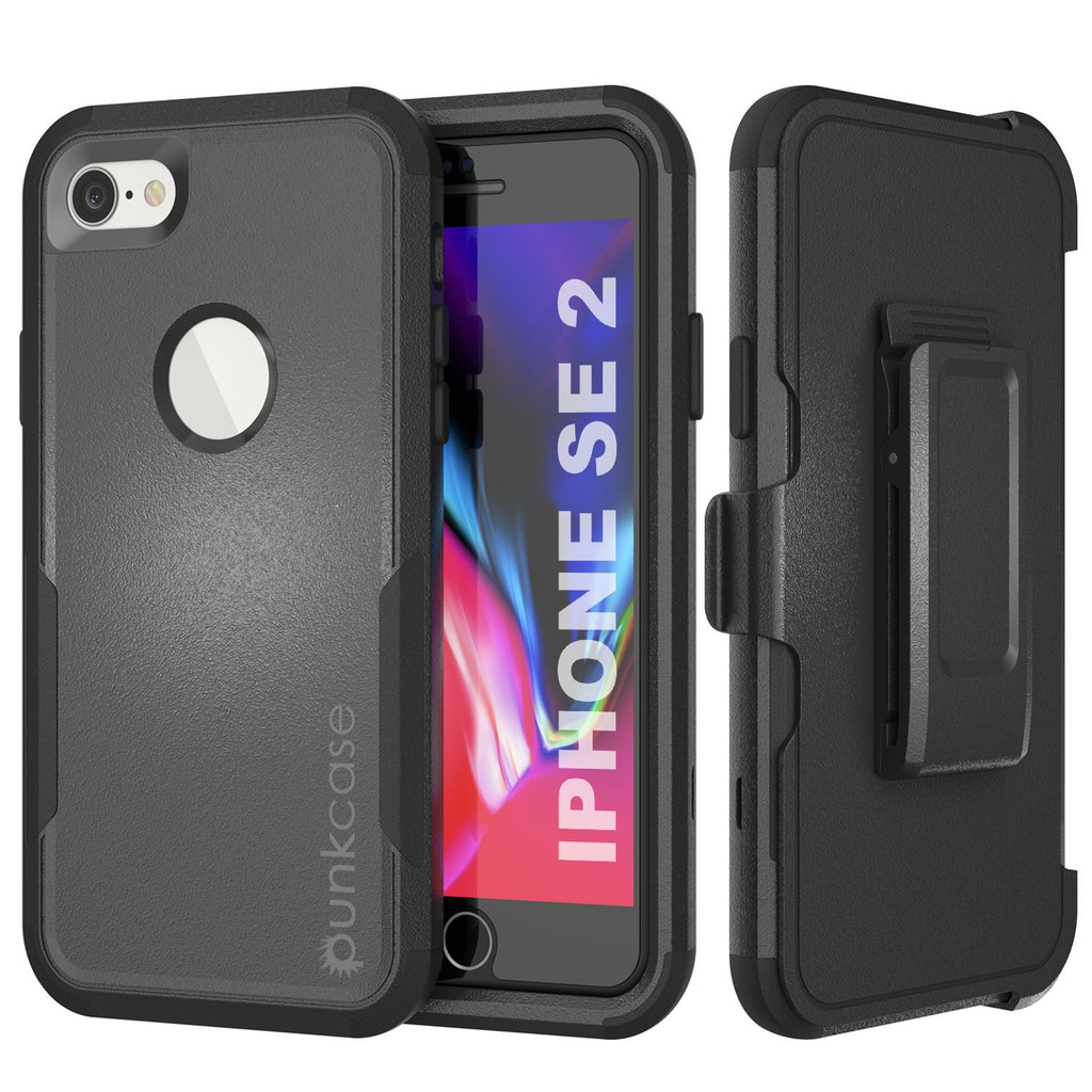 Punkcase for iPhone SE Belt Clip Multilayer Holster Case [Patron Series] [Black] (Color in image: Black)