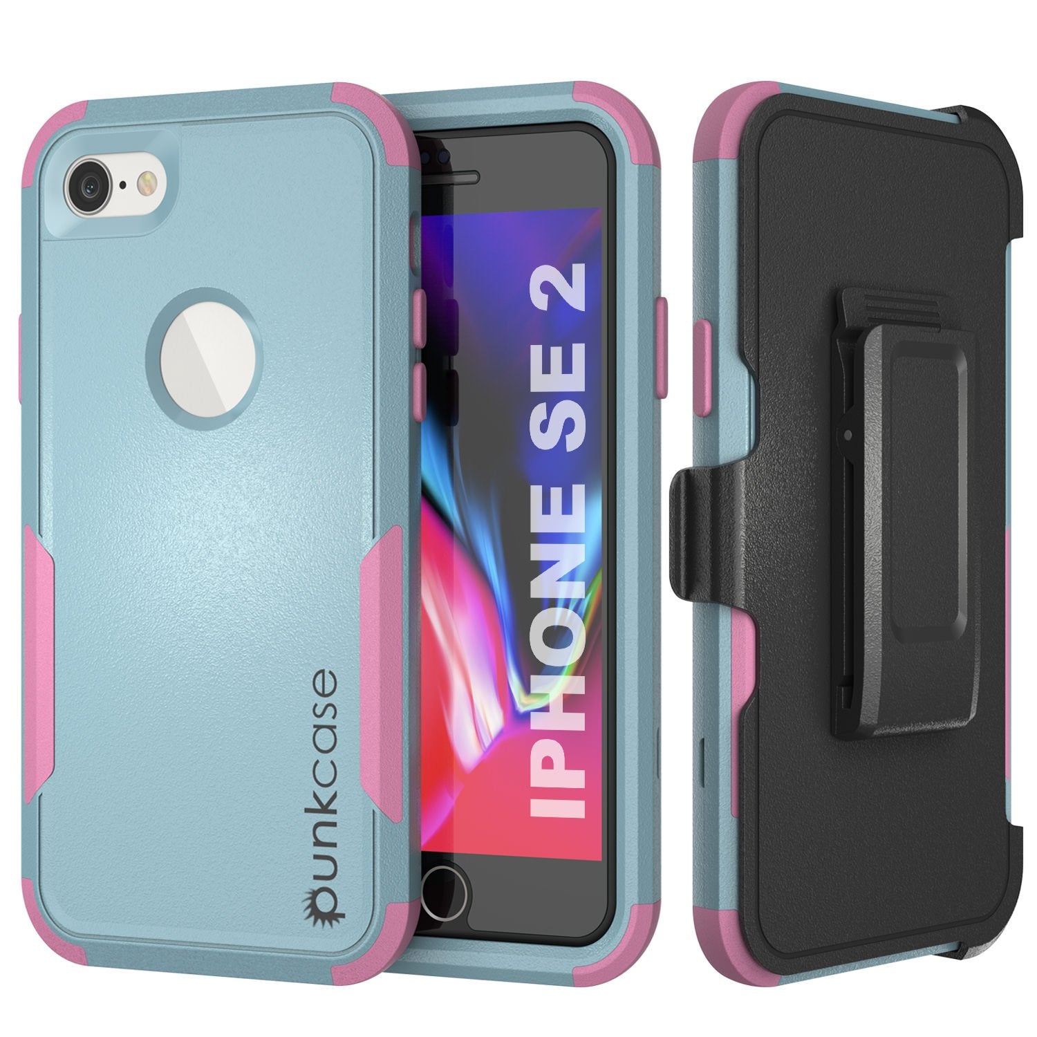 Punkcase for iPhone SE Belt Clip Multilayer Holster Case [Patron Series] [Mint-Pink] (Color in image: Mint-Pink)
