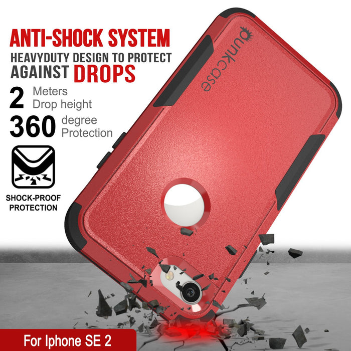 Punkcase for iPhone SE Belt Clip Multilayer Holster Case [Patron Series] [Red-Black] (Color in image: Pink)