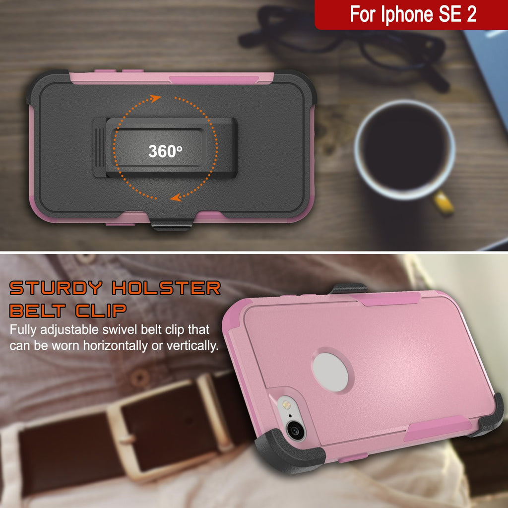 Punkcase for iPhone SE Belt Clip Multilayer Holster Case [Patron Series] [Pink] 