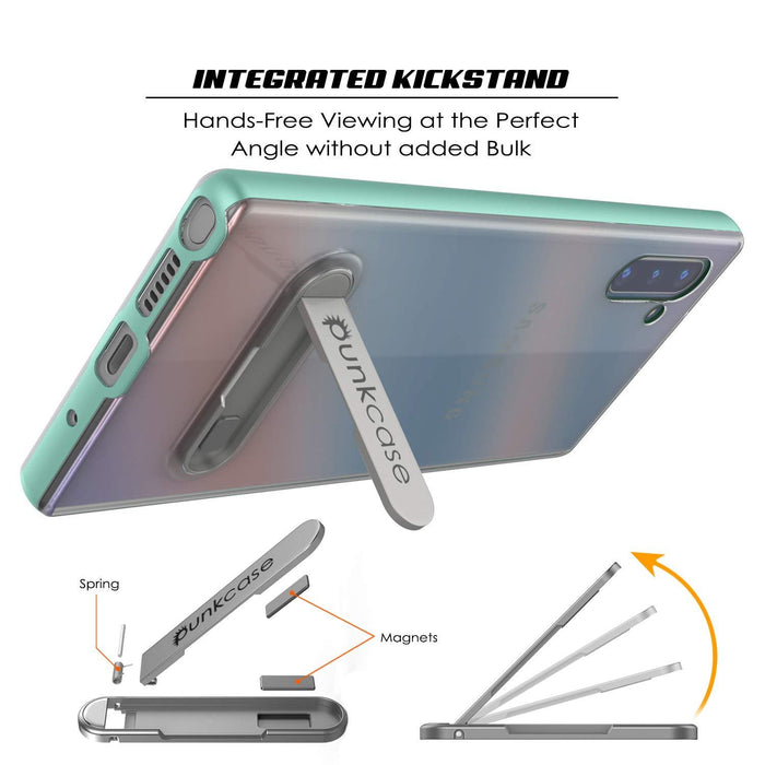 Galaxy Note 10 Lucid 3.0 PunkCase Armor Cover w/Integrated Kickstand and Screen Protector [Teal] (Color in image: Grey)
