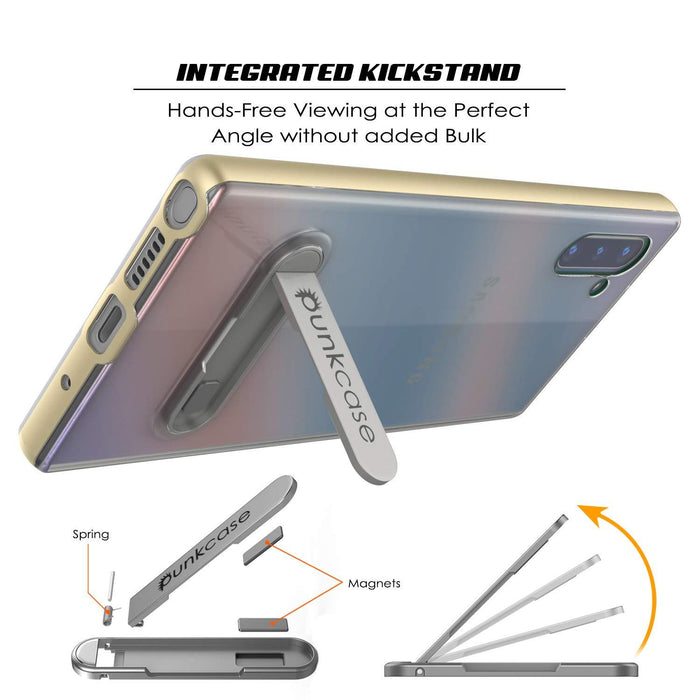 Galaxy Note 10 Lucid 3.0 PunkCase Armor Cover w/Integrated Kickstand and Screen Protector [Gold] (Color in image: Grey)
