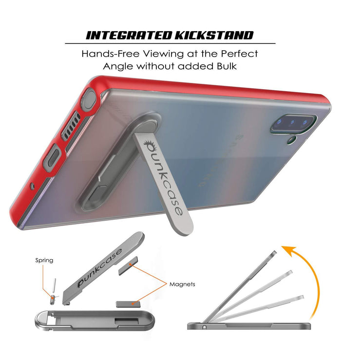 Galaxy Note 10 Lucid 3.0 PunkCase Armor Cover w/Integrated Kickstand and Screen Protector [Red] (Color in image: Grey)