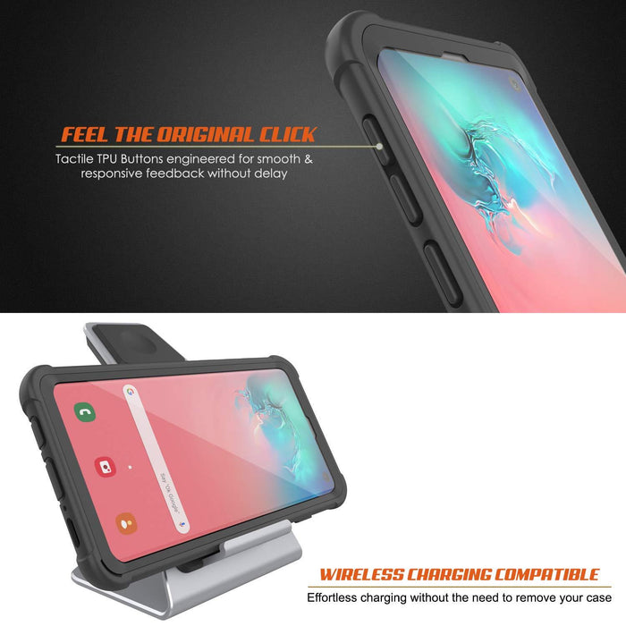 PunkCase Galaxy S10 Case, [Spartan Series] Clear Rugged Heavy Duty Cover W/Built in Screen Protector [Black] (Color in image: teal)