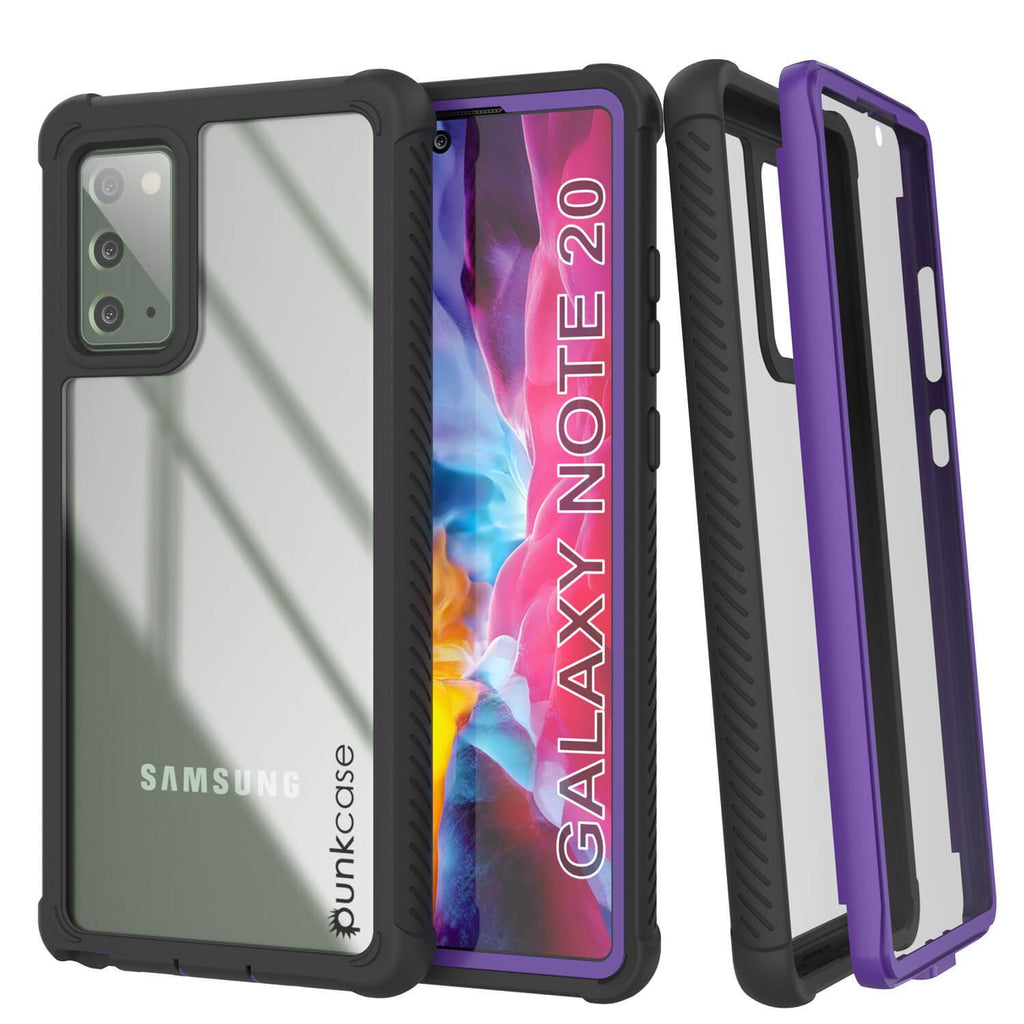 Punkcase Galaxy Note 20 Case, [Spartan Series] Purple Rugged Heavy Duty Cover W/Built in Screen Protector (Color in image: Light Blue)