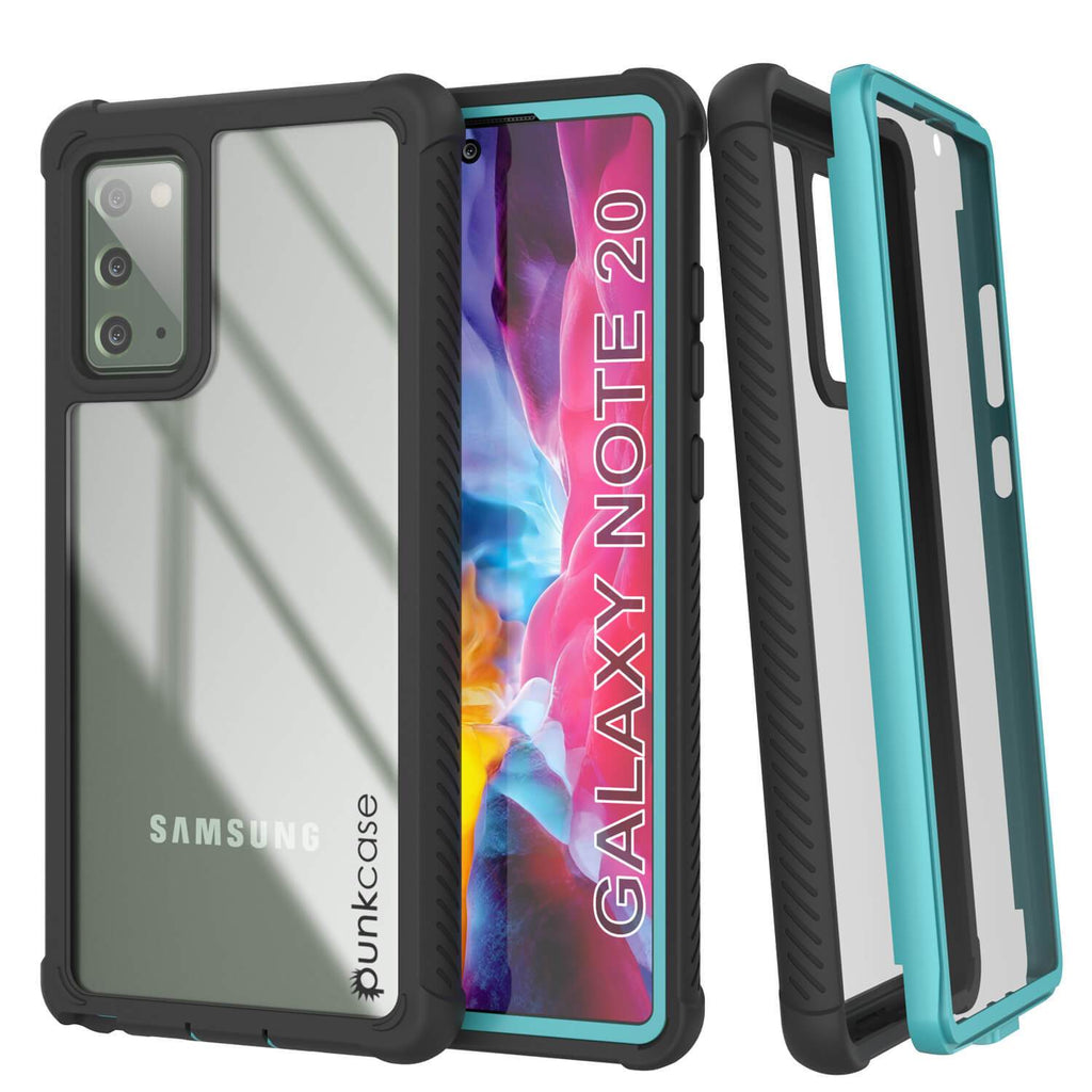 Punkcase Galaxy Note 20 Case, [Spartan Series] Teal Rugged Heavy Duty Cover W/Built in Screen Protector (Color in image: Light Blue)