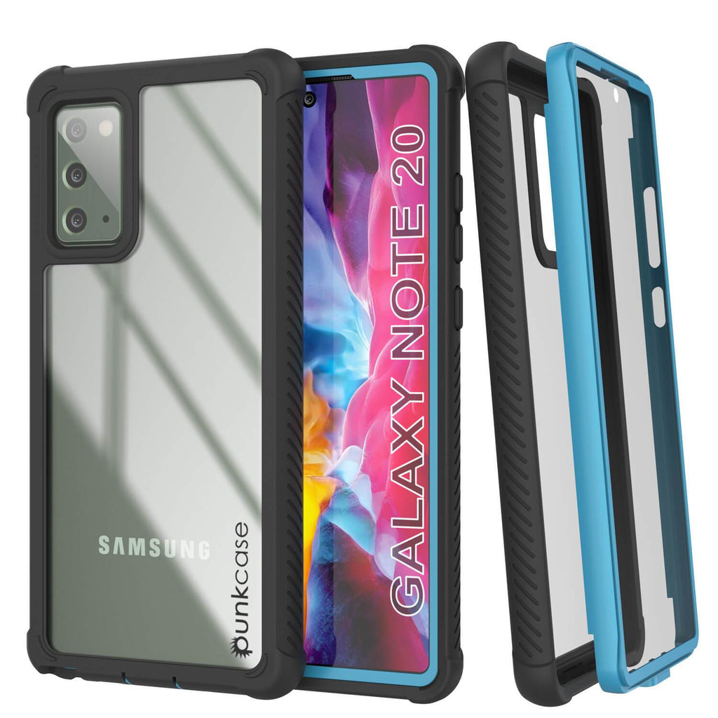 Punkcase Galaxy Note 20 Case, [Spartan Series] Light Blue Rugged Heavy Duty Cover W/Built in Screen Protector (Color in image: Black)