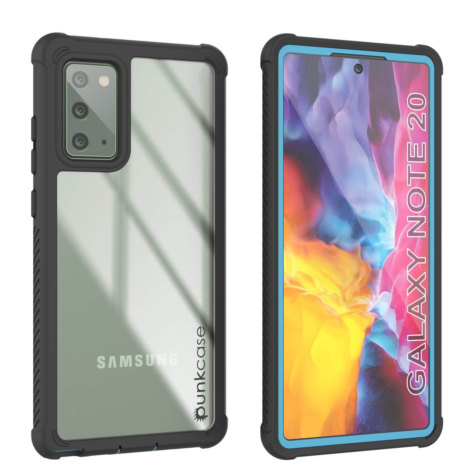 Punkcase Galaxy Note 20 Case, [Spartan Series] Light Blue Rugged Heavy Duty Cover W/Built in Screen Protector (Color in image: Light Blue)