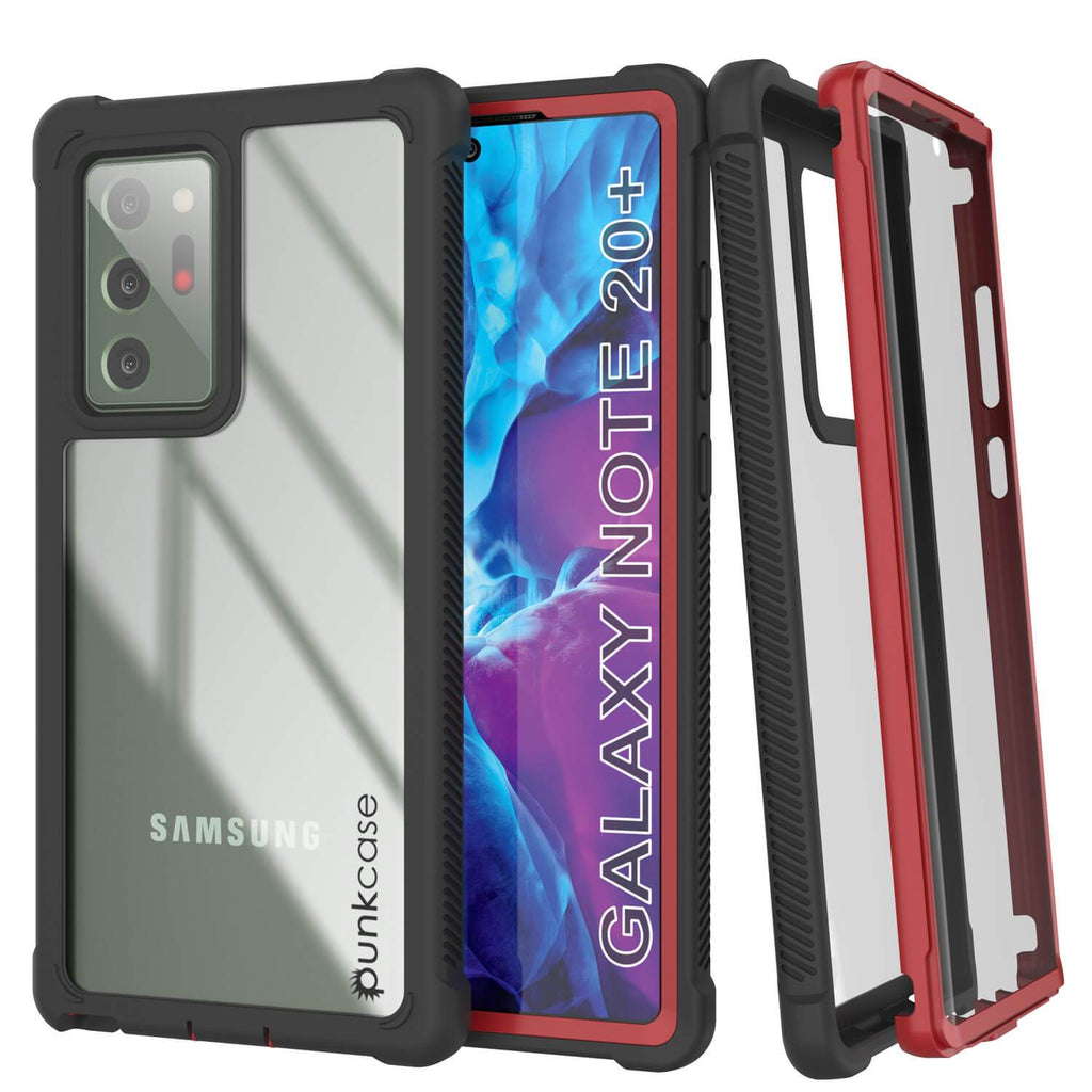 Punkcase Galaxy Note 20 Ultra Case, [Spartan Series] Red Rugged Heavy Duty Cover W/Built in Screen Protector (Color in image: Light Blue)