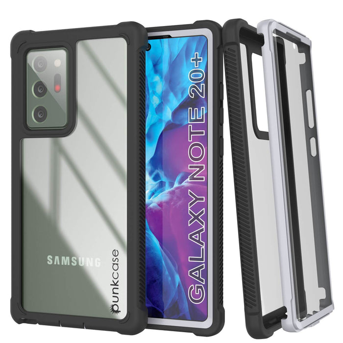 Punkcase Galaxy Note 20 Ultra Case, [Spartan Series] White Rugged Heavy Duty Cover W/Built in Screen Protector (Color in image: Light Blue)