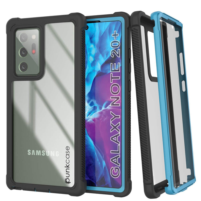 Punkcase Galaxy Note 20 Ultra Case, [Spartan Series] Light Blue Rugged Heavy Duty Cover W/Built in Screen Protector (Color in image: Black)