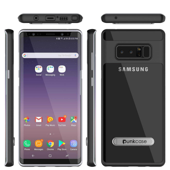 Galaxy Note 8 Case, PUNKcase [LUCID 3.0 Series] Armor Cover w/Integrated Kickstand [Black] (Color in image: Silver)