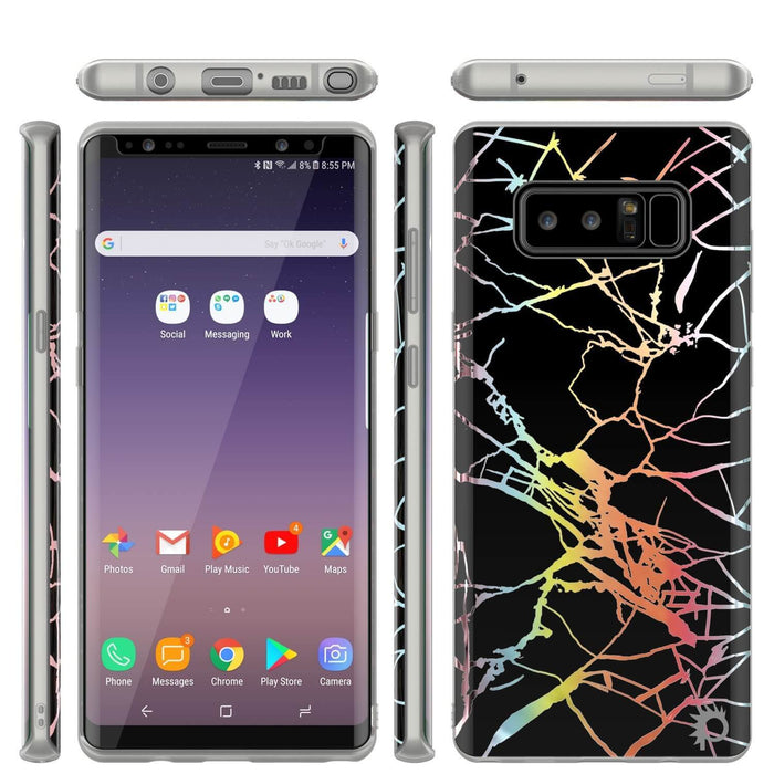 Punkcase Galaxy Note 8 Marble Case, Protective Full Body Cover W/PunkShield Screen Protector (Black Mirage) 