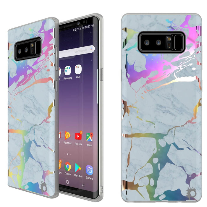 Punkcase Galaxy Note 8 Marble Case, Protective Full Body Cover W/PunkShield Screen Protector (Blue Marmo) (Color in image: Blue Marmo)