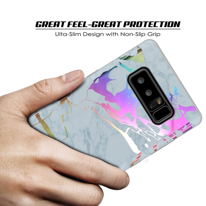 Punkcase Galaxy Note 8 Marble Case, Protective Full Body Cover W/PunkShield Screen Protector (Blue Marmo) (Color in image: Blanco Marmo)