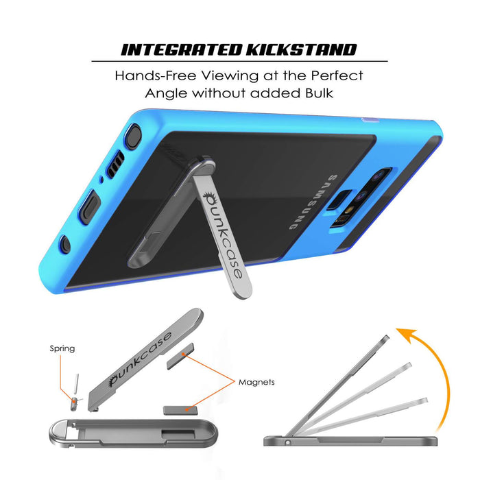 Galaxy Note 9 Lucid 3.0 PunkCase Armor Cover w/Integrated Kickstand and Screen Protector [Blue] (Color in image: Grey)