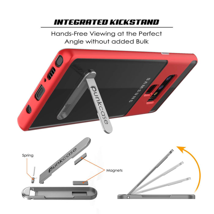 Galaxy Note 9 Lucid 3.0 PunkCase Armor Cover w/Integrated Kickstand and Screen Protector [Red] (Color in image: Grey)