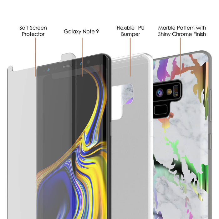 Galaxy Note 9 Full Body W/ Screen Protector Marble Case (Blanco Marmo) (Color in image: Blue Marmo)