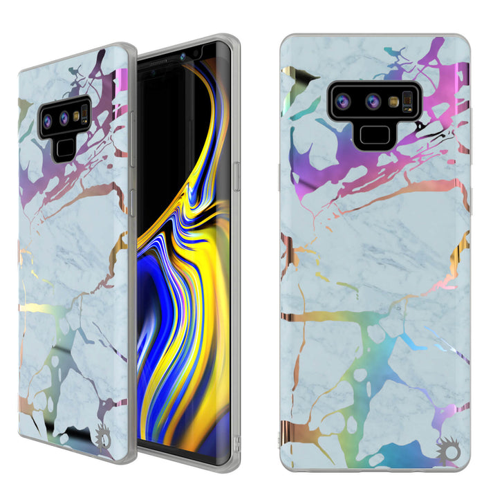 Galaxy Note 9 Full Body W/ Screen Protector Marble Case (Blue Marmo) (Color in image: Blue Marmo)