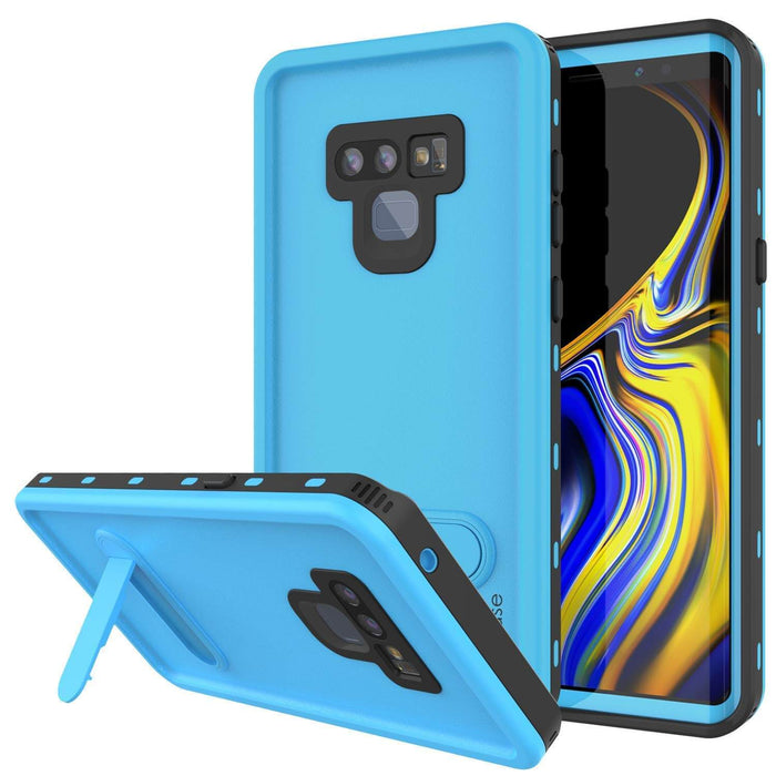 PunkCase Galaxy Note 9 Waterproof Case, [KickStud Series] Armor Cover [Light-Blue] (Color in image: Light Blue)