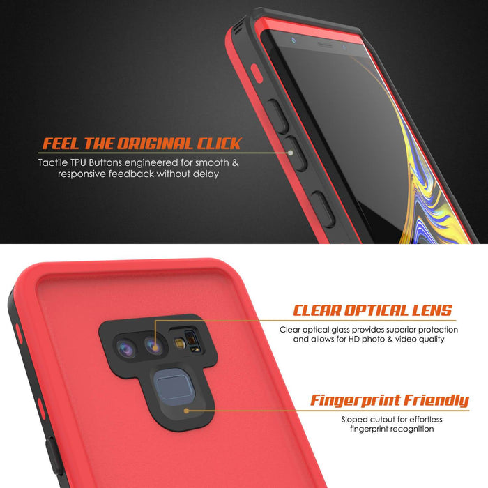 PunkCase Galaxy Note 9 Waterproof Case, [KickStud Series] Armor Cover [Red] (Color in image: White)