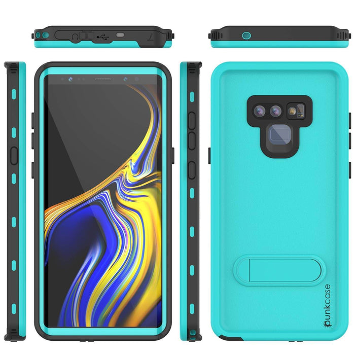 PunkCase Galaxy Note 9 Waterproof Case, [KickStud Series] Armor Cover [Teal] (Color in image: Light Green)